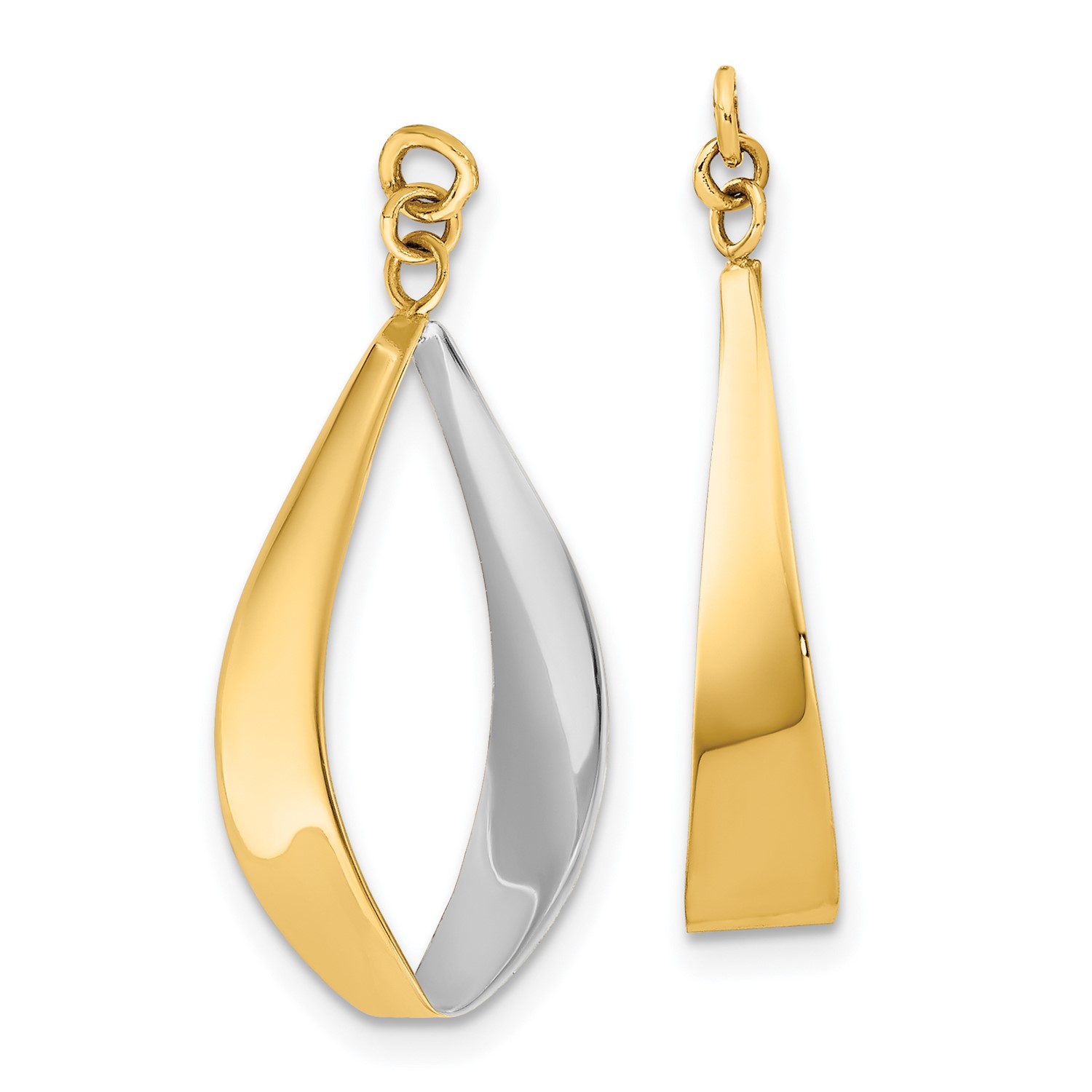 14k Yellow Gold Rhodium Reversible Dangle Earring Jackets 0 9in X Image Is Loading 14k Yellow Gold Rhodium Reversible Dangle Earring Jackets