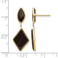 14K Yellow Gold Black Onyx Dangle Post Earrings view 4
