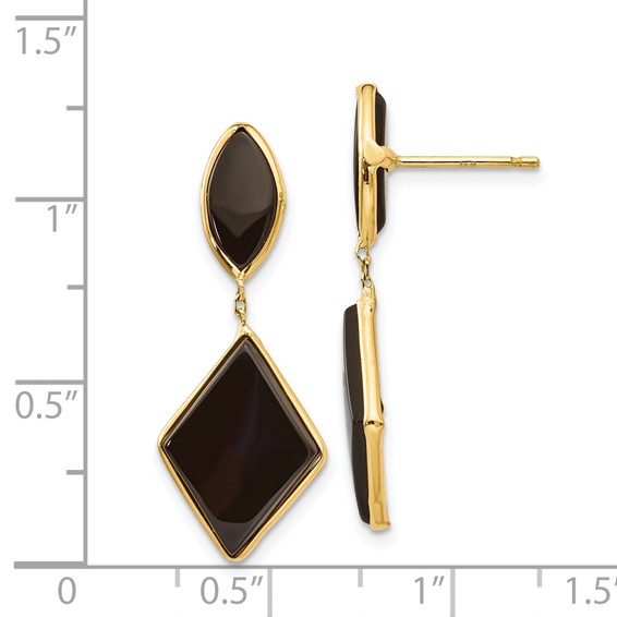 Gold Onyx Dangle Post Earrings