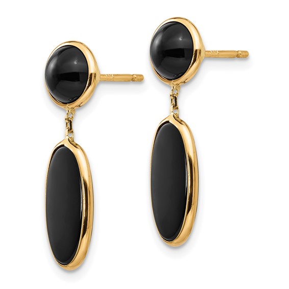 Gold Onyx Dangle Post Earrings