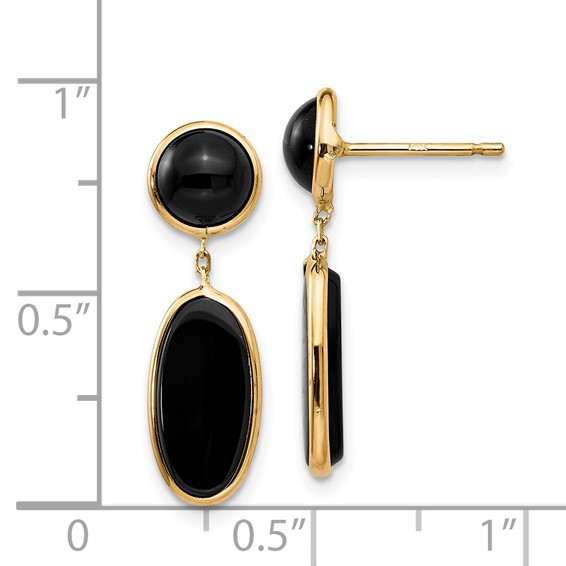 Gold Onyx Dangle Post Earrings