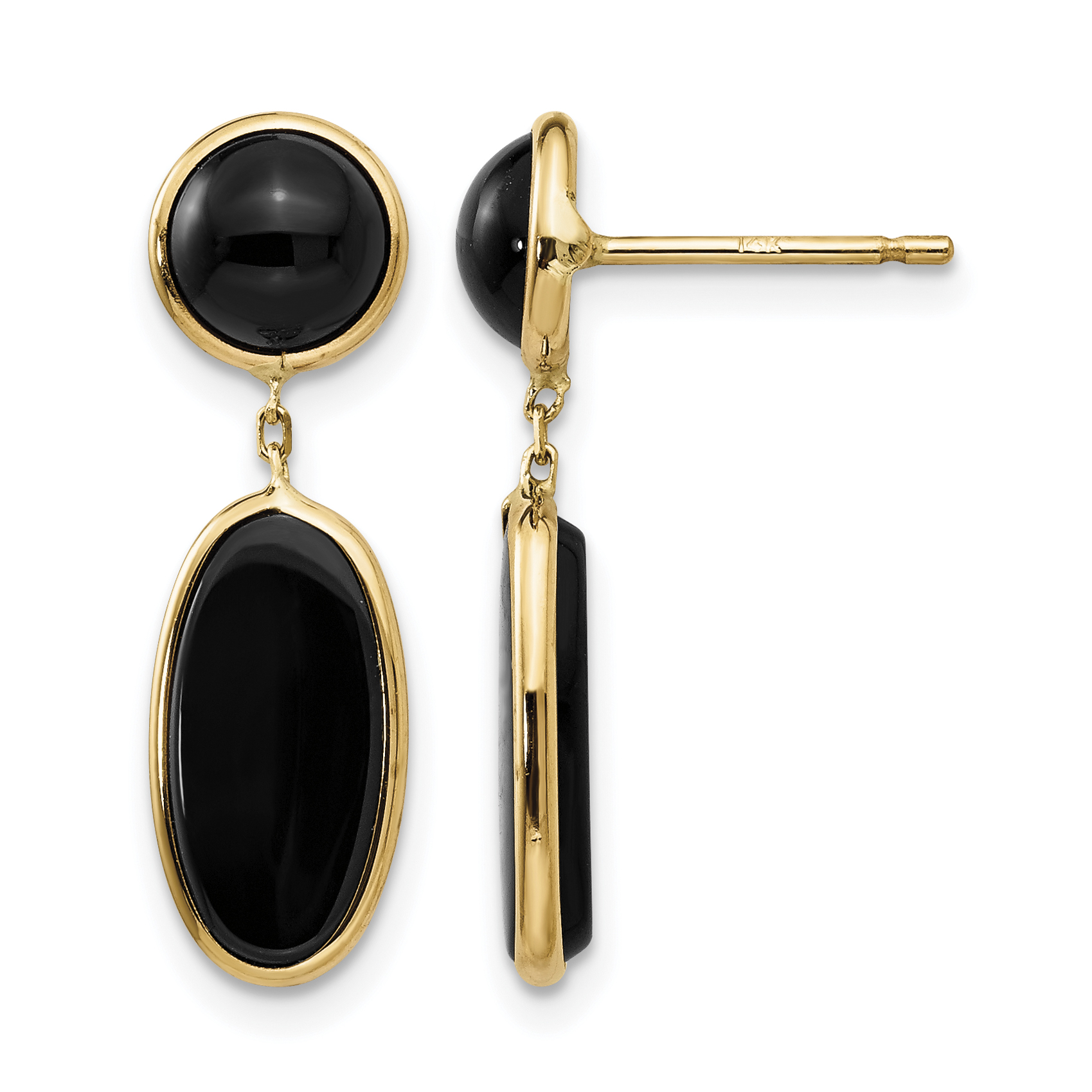 14k Onyx Oval Dangle Post Earrings (XY814)