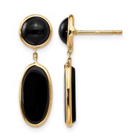 14K Black Onyx Oval Dangle Post Earrings view 1