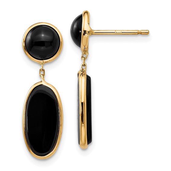 Gold Onyx Dangle Post Earrings