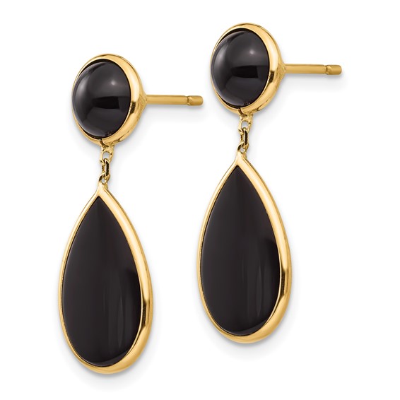 14k Black Onyx Teardrop Dangle Post Earrings