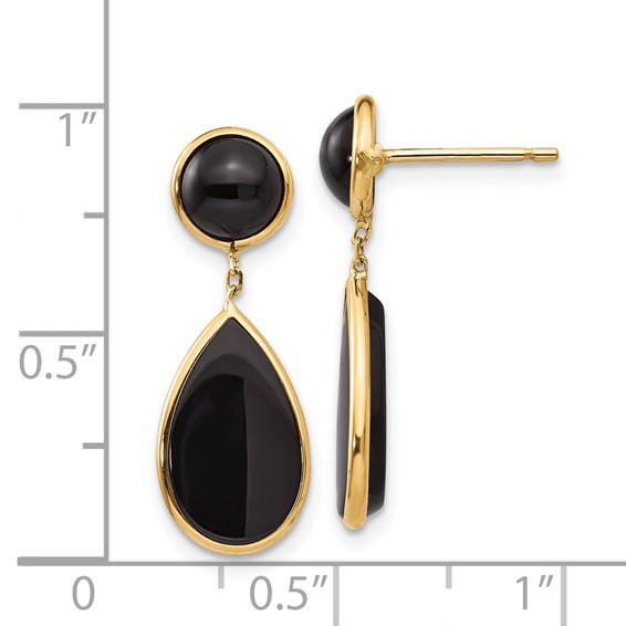 14k Black Onyx Teardrop Dangle Post Earrings