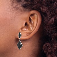 14K White Gold Black Onyx Dangle Post Earrings view 3