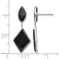 14K White Gold Black Onyx Dangle Post Earrings view 4