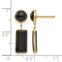 14K Yellow Gold Black Onyx Rectangle Dangle Post Earrings view 4