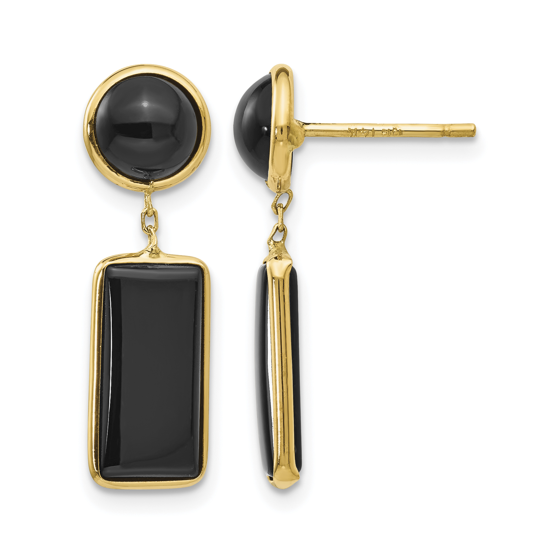 14k Onyx Rectangle Dangle Post Earrings (XY819)