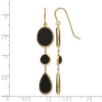 14K Yellow Gold Black Onyx Geometric Dangle French Hook Earrings view 4