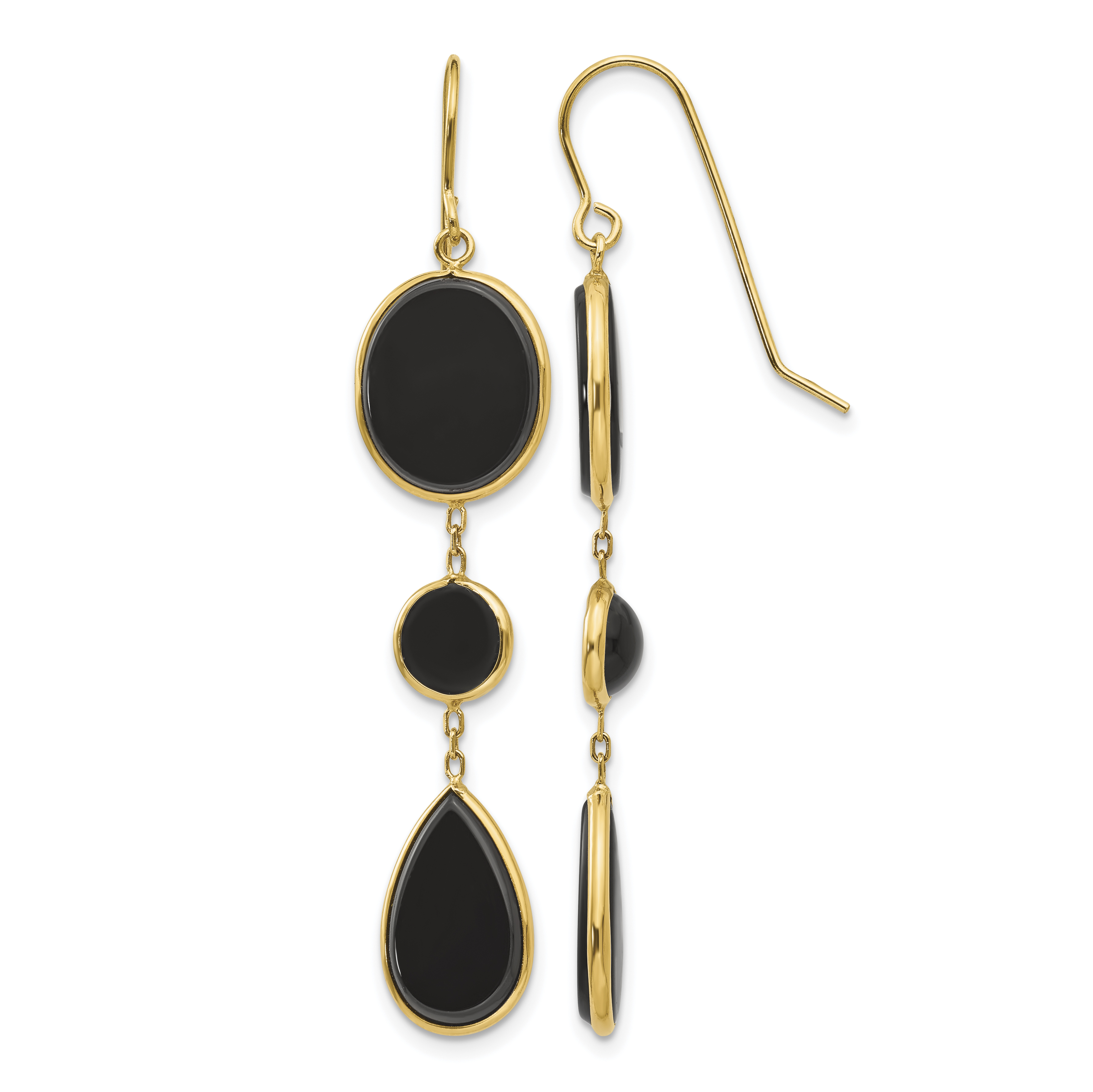 14k Onyx Geometric Dangle Earrings (XY823)