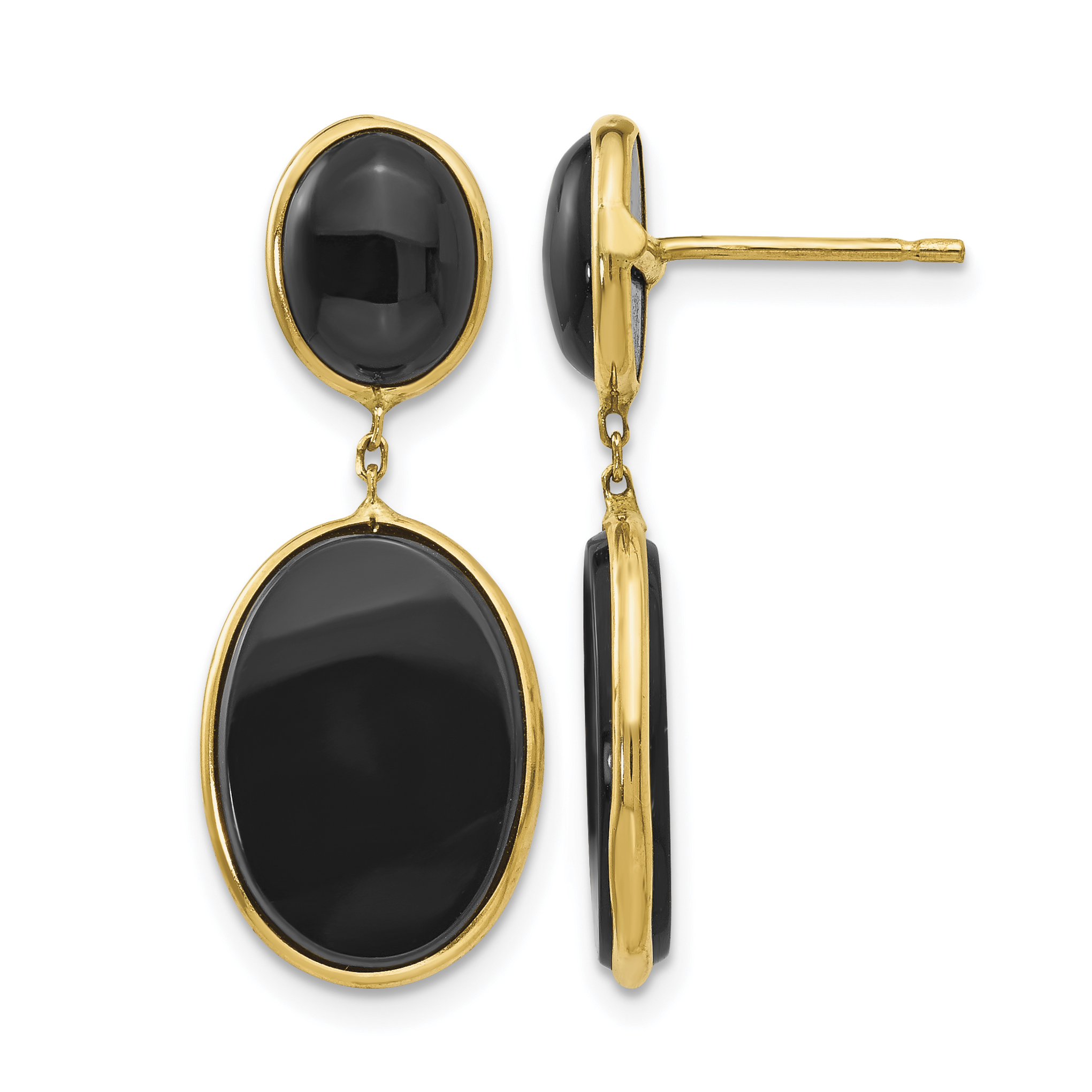 14k Onyx Oval Dangle Earrings (XY825)