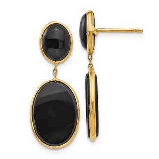 14k Black Onyx Oval Dangle Post Earrings