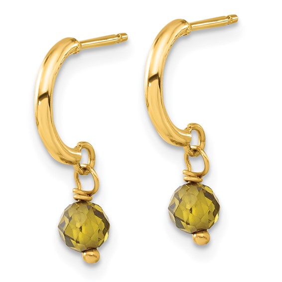 14k Green CZ Dangle Half Hoop Earrings