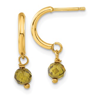 14k Green CZ Dangle Half Hoop Earrings