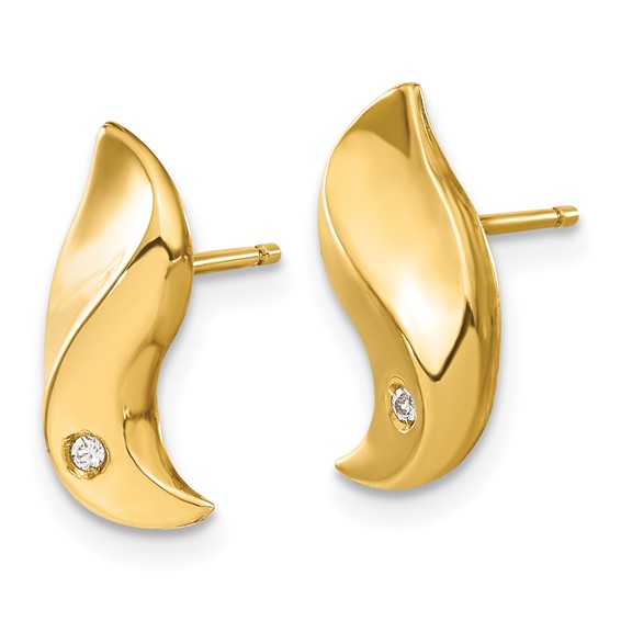 14k Yellow Gold CZ Swirl Post Earrings