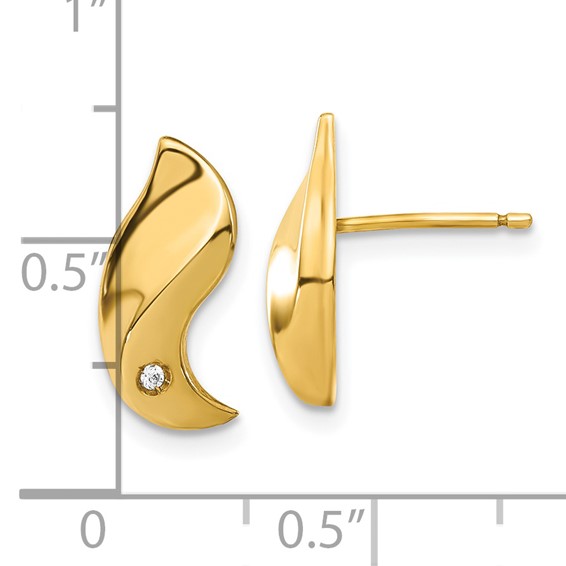 14k Yellow Gold CZ Swirl Post Earrings