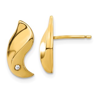 14k Yellow Gold CZ Swirl Post Earrings