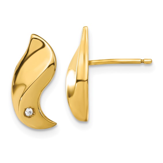14k Yellow Gold CZ Swirl Post Earrings