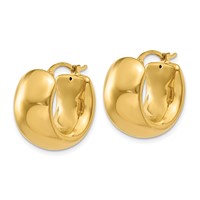 14K Yellow Gold 8.75x 18mm Wide Puffed Hoop Earrings view 2