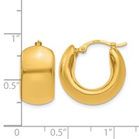 14K Yellow Gold 8.75x 18mm Wide Puffed Hoop Earrings view 4