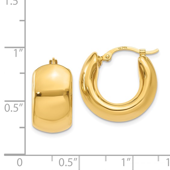 14k 8.75x18mm Wide Puffed Hoop Earrings