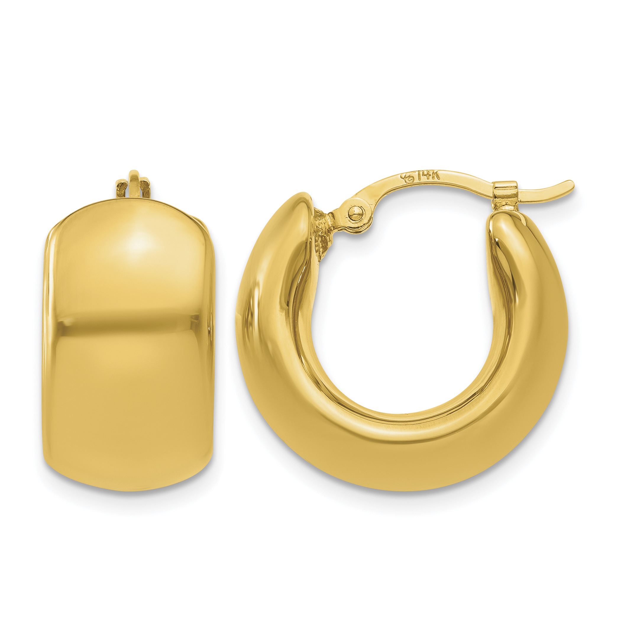 14k Wide Puffed Hoop Earrings (XY900)