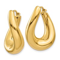 14K Twisted Oval Hoop Earrings view 2