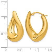 14K Twisted Oval Hoop Earrings view 4