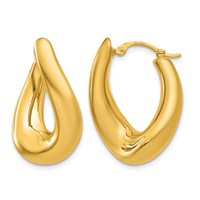 14K Twisted Oval Hoop Earrings view 1