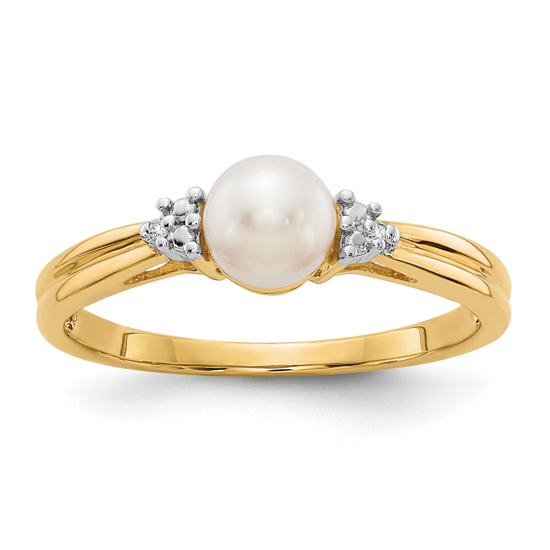 14k Diamond and FW Cultured Pearl Ring (Y11646AA)