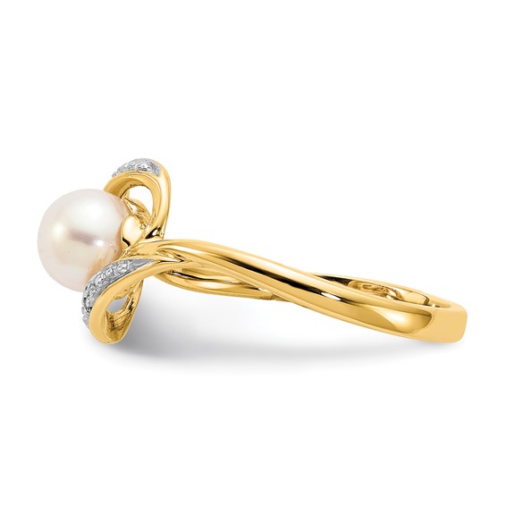 Gold Diamond and Freshwater Pearl Rings