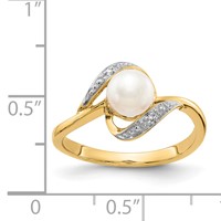 14K 6mm Yellow Gold Freshwater Cultured Pearl and Diamond Bypass Ring view 3