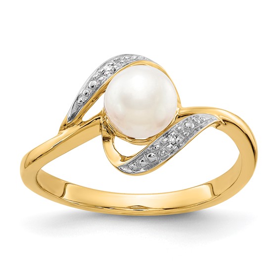 Gold Diamond and Freshwater Pearl Rings
