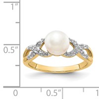 14K Yellow Gold 6-7mm Freshwater Cultured Pearl and Diamond -x- Ring view 3