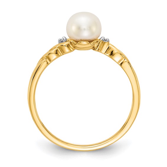Gold Diamond and Pearl Ring