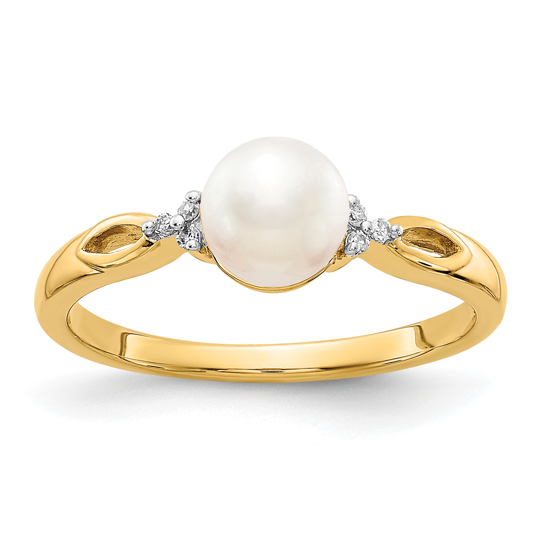 14k FW Cultured Pearl and Diamond Ring (Y13010PL/AA)