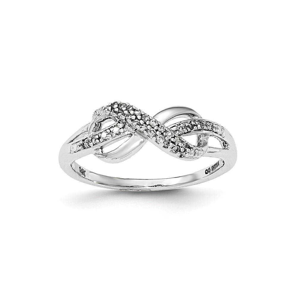 14K White Gold Solid Diamond Infinity Symbol RIng | eBay