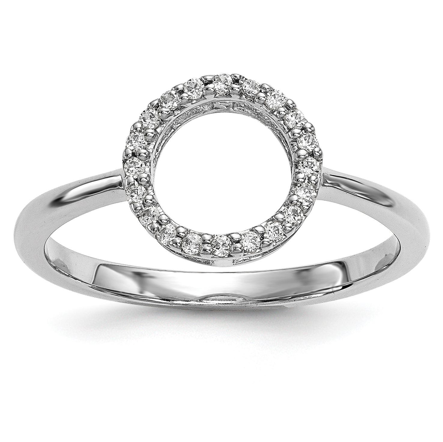14k White Gold Diamond Open Circle Ring (Y13739WA)