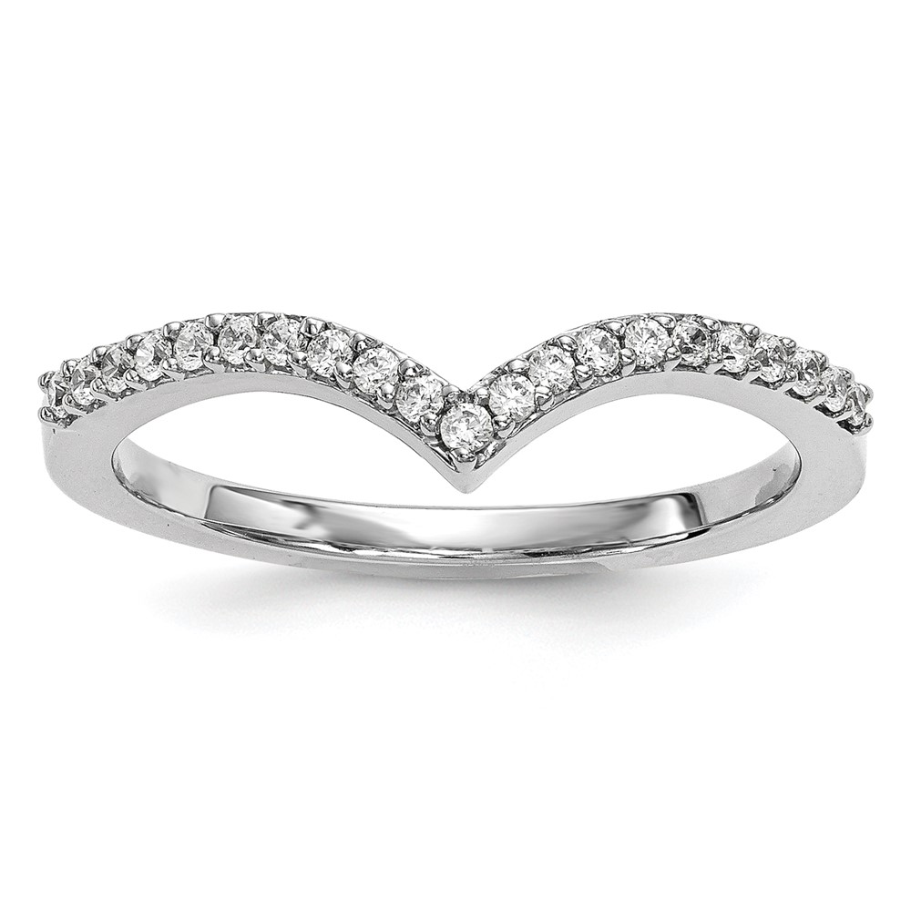 14K White Gold 1.5mm 0.17 Carat Diamond V-Shape Band