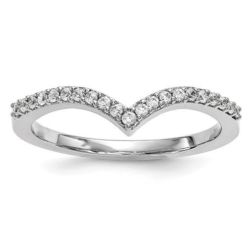 14K White Gold 1.5mm 0.17 Carat Diamond V-Shape Band