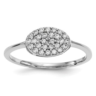 14k White Gold Diamond Cluster Oval Ring