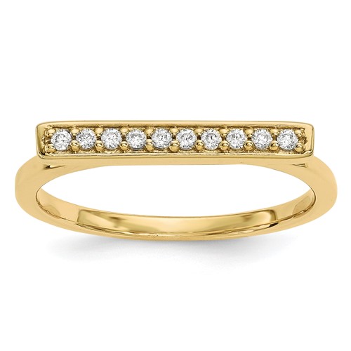 14K Yellow Gold 0.10 Carat Diamond Bar Ring