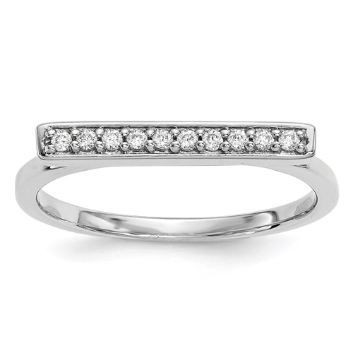 14K White Gold 0.10 Carat Diamond Bar Ring