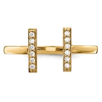 14K Yellow Gold 0.10 Carat Diamond Double Bar Ring view 4