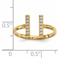 14K Yellow Gold 0.10 Carat Diamond Double Bar Ring view 5