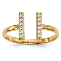 14K Yellow Gold 0.10 Carat Diamond Double Bar Ring view 1