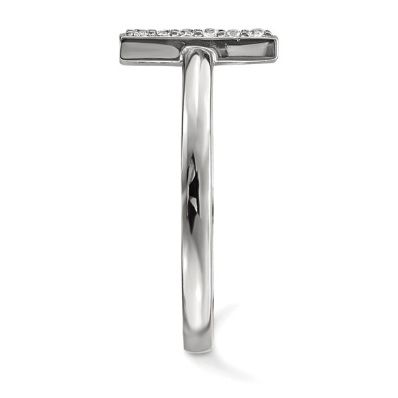 14k White Gold 1/10 carat Diamond Double Bar Ring
