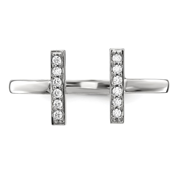 14k White Gold 1/10 carat Diamond Double Bar Ring
